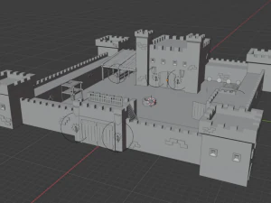 каменный форт готов к игре 3D Модель