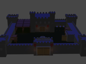 stone fort game-ready Modèle 3D