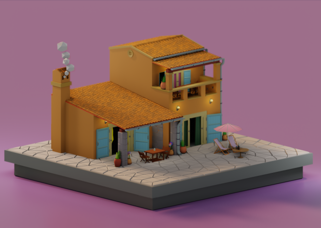 Greek House Modello 3D .c4d .max .obj .3ds .fbx .stl .blend 