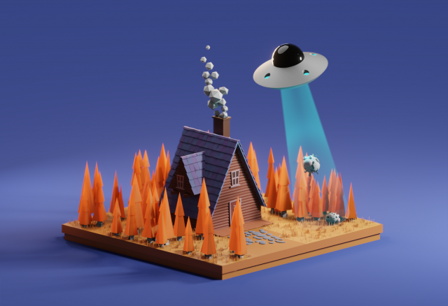 UFO scene 3D Model .c4d .max .obj .3ds .fbx .stl .blend 