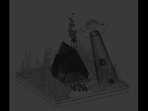 UFO scene 3D Model