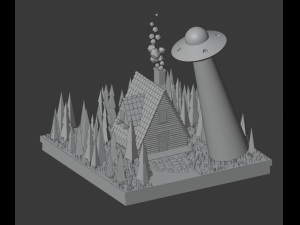 UFO scene 3D Model