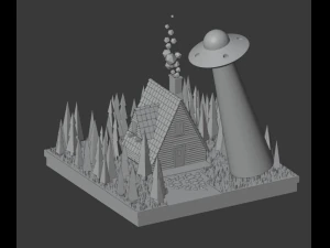 UFO scene 3D Model