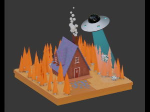 UFO scene 3D Model