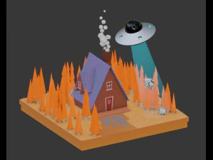 UFO scene 3D Model