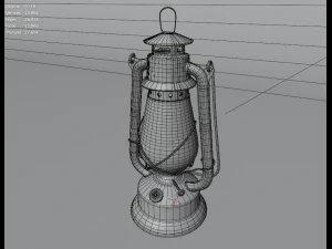 Old kerosene lantern low-poly 3D Model