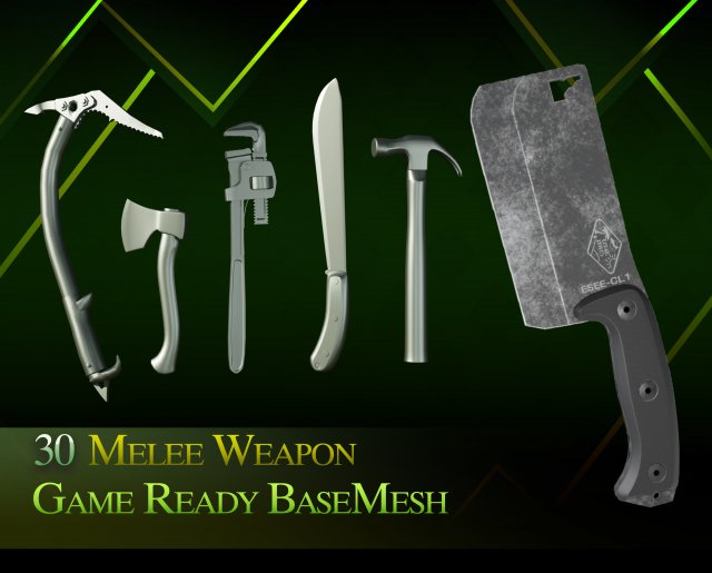 30 Melee weapon 3D Модель .c4d .max .obj .3ds .fbx .stl .blend 