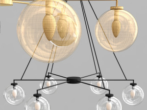 claremont glass globe round chandelier Modèle 3D