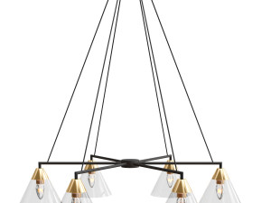 claremont flared glass round chandelier Modelo 3D