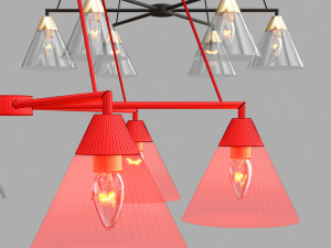claremont flared glass round chandelier 3D Model