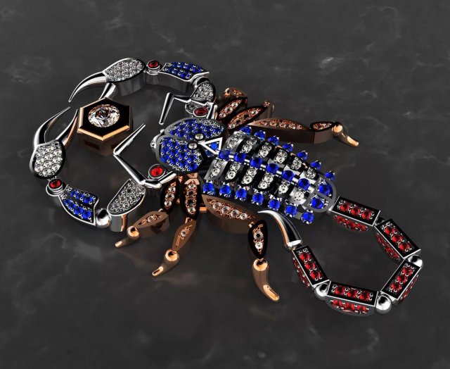 pendant scorpion with diamonds 3d print model Modelo de Impressão 3D .c4d .max .obj .3ds .fbx .stl .blend 