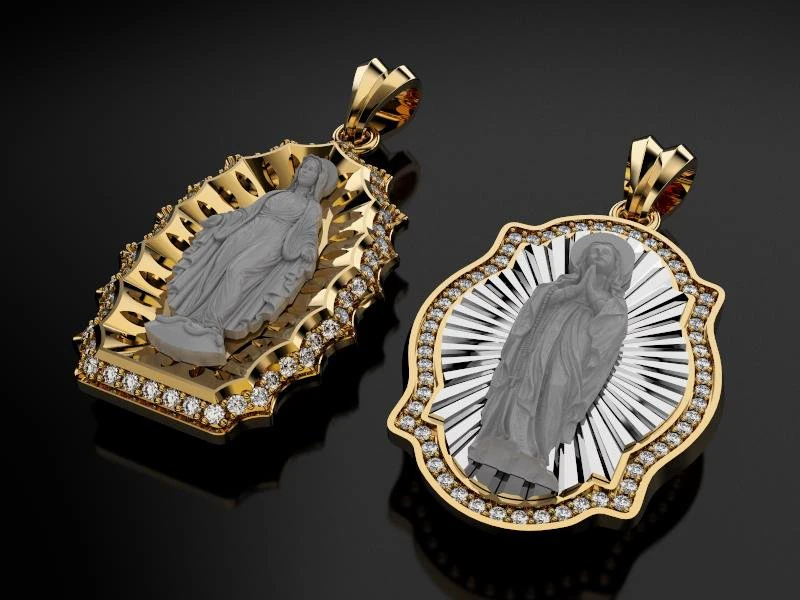 irgins pendant with diamonds 3d print model 3D Print Model .c4d .max .obj .3ds .fbx .stl .blend 