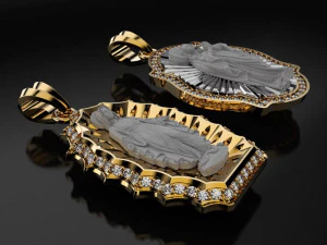 irgins pendant with diamonds 3d print model 3D Print Model