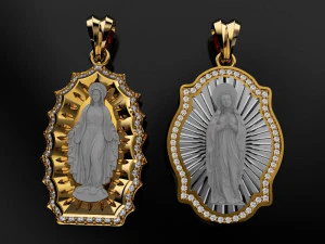 irgins pendant with diamonds 3d print model 3D Print Model