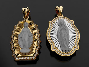 irgins pendant with diamonds 3d print model 3D Print Model