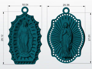 irgins pendant with diamonds 3d print model 3D Print Model