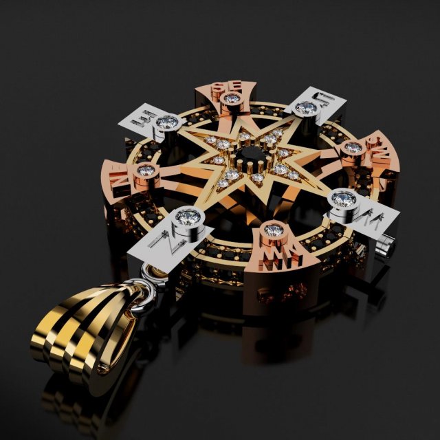 compass rose pendant 3d print model 3D Baskı Modeli .c4d .max .obj .3ds .fbx .stl .blend 