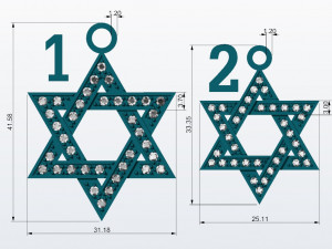 david star set - two pendants 3d print model Modello di stampa 3D