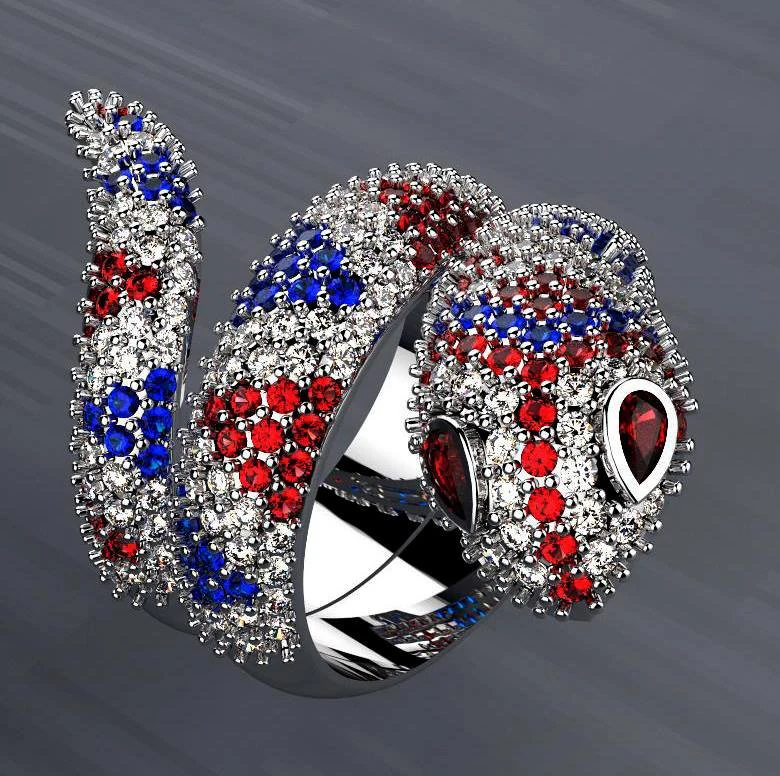 serpent ring with diamonds 3d print model 3D Print Model .c4d .max .obj .3ds .fbx .stl .blend 