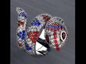 serpent ring with diamonds 3d print model 3D 打印模型