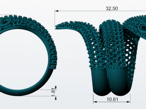 serpent ring with diamonds 3d print model 3D Print Model
