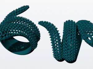 serpent ring with diamonds 3d print model 3D Print Model