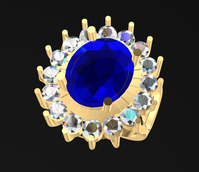 diana classic sapphire and diamonds ring 3d print model 3D प्रिंट मॉडल .c4d .max .obj .3ds .fbx .stl .blend