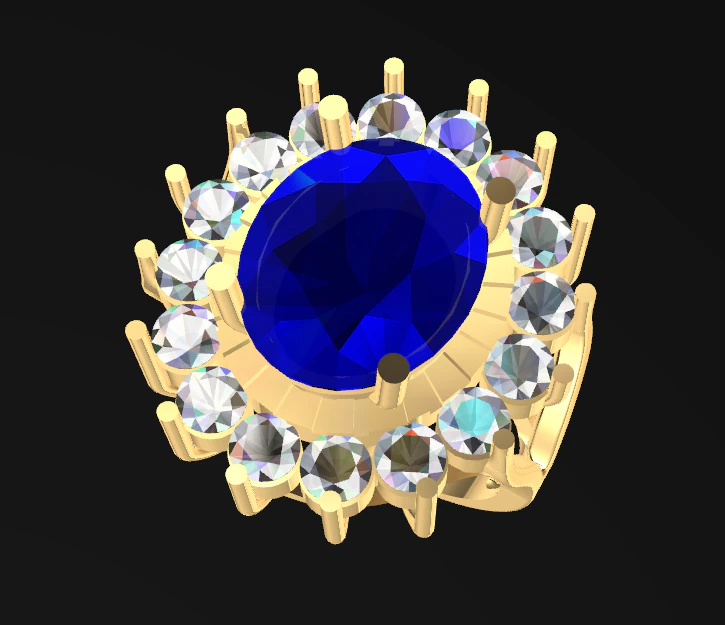 diana classic sapphire and diamonds ring 3d print model 3D Print Model .c4d .max .obj .3ds .fbx .stl .blend