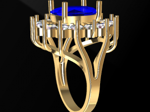 diana classic sapphire and diamonds ring 3d print model 3D प्रिंट मॉडल