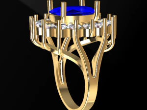 diana classic sapphire and diamonds ring 3d print model 3D Print Model