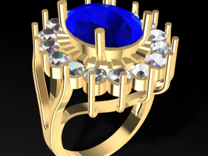 diana classic sapphire and diamonds ring 3d print model 3D Print Model