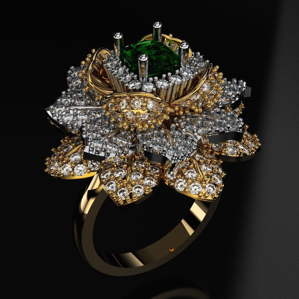 esmerald flower ring 3d print model 3D Print Model .c4d .max .obj .3ds .fbx .stl .blend 