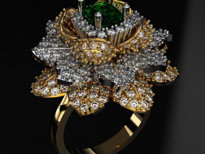esmerald flower ring 3d print model 3D 打印模型