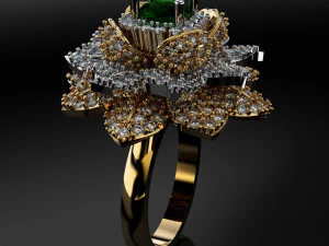 esmerald flower ring 3d print model 3D Print Model