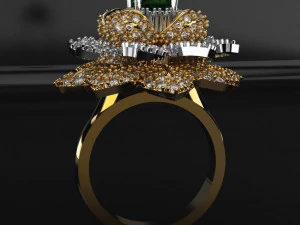 esmerald flower ring 3d print model 3D Print Model