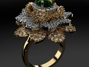esmerald flower ring 3d print model 3D Print Model