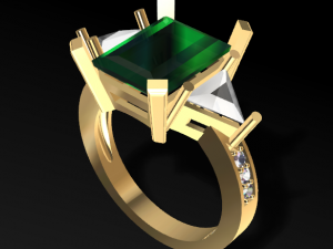solitarie esmerald and diamonds ring free 3d print model Modelo de Impressão 3D