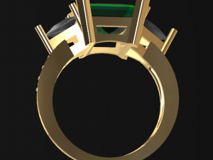solitarie esmerald and diamonds ring free 3d print model Modelo de Impressão 3D