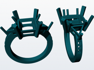 solitarie esmerald and diamonds ring free 3d print model Modelo de Impressão 3D