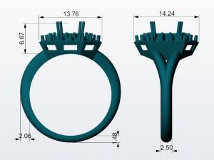solitarie esmerald wedding ring with diamonds 3d print model 3D Print Model