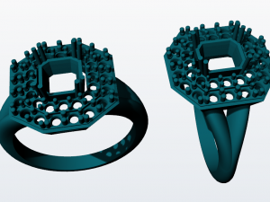 solitarie esmerald wedding ring with diamonds 3d print model 3D Print Model