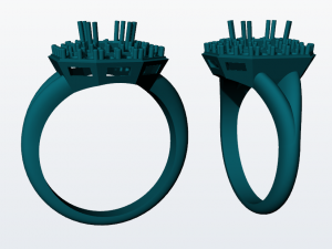 solitarie esmerald wedding ring with diamonds 3d print model 3D Print Model