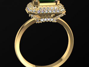 solitarie esmerald wedding ring with diamonds 3d print model 3D 打印模型