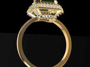 solitarie esmerald wedding ring with diamonds 3d print model 3D 打印模型