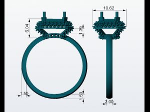 solitarie esmerald wedding ring with diamonds 3d print model 3D 打印模型