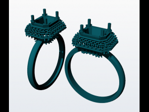 solitarie esmerald wedding ring with diamonds 3d print model 3D 打印模型