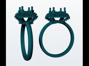 solitarie esmerald wedding ring with diamonds 3d print model 3D 打印模型