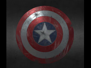 captain america battle worn shield 3D Model