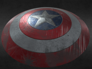 captain america battle worn shield 3D 模型