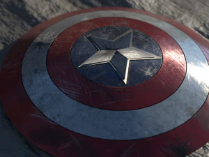 captain america battle worn shield 3D Model